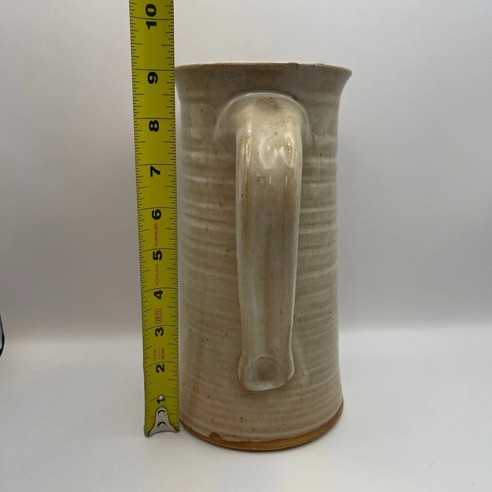Paradox Pottery Handmade Ceramic Pitcher and Mugs Set Rustic Beige Glaze Pottery